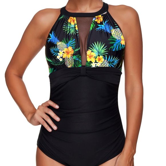 Sz 4XL One Piece Tummy Control V Neck Vintage Swimsuit X001RHYVLZ - Picture 5 of 5